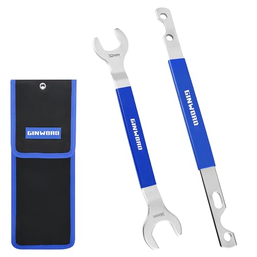 GINWORD 2Pcs Fan Clutch Wrench Set 32mm 36mm WrenchesWater Pump Pulley Holder for FordBMWGMChevroletBlue - Image 1
