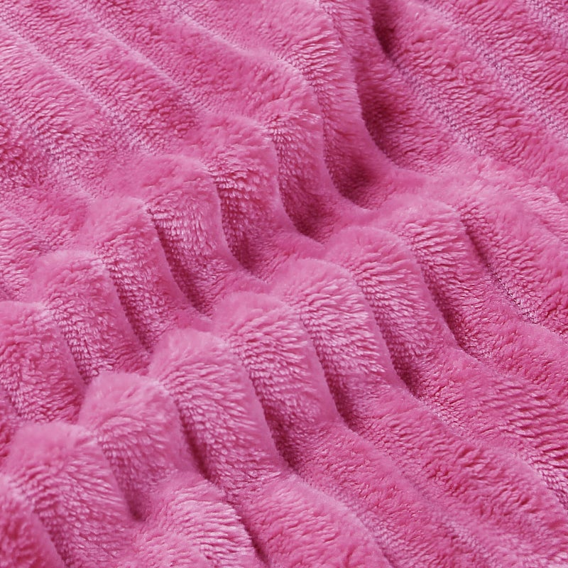 BEDELITE Fleece Blanket Queen Size - 3D Ribbed Jacquard Soft and Warm Decorative Fuzzy Blankets - Cozy  Fluffy  Plush Lightweight Throw Blankets for Couch  Bed  Sofa(Hot Pink  90x90 inches) - Image 3