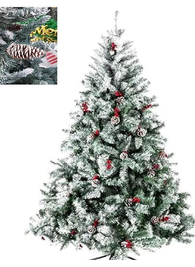 شجرة عيد الميلاد بأطراف بيضاء سميكة موديل 2024 حديثة جداً تأتي مع 90 حبة كرز - Image 1