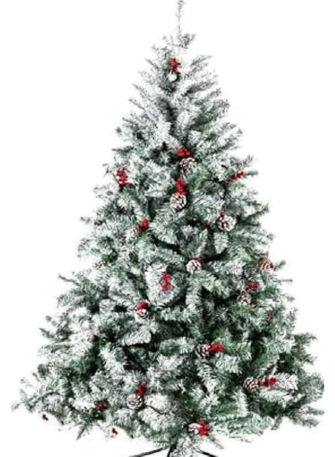 شجرة عيد الميلاد بأطراف بيضاء سميكة موديل 2024 حديثة جداً تأتي مع 90 حبة كرز - Image 2