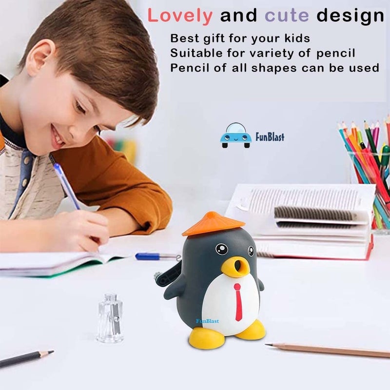 FunBlast FunBlast Sharpener for Kids - Penguin Shaped Pencil Sharpener, Table Sharpener Machine, Manual Sharpener for School, Office, Stationery Gift for Kids (Multicolor) - Image 3