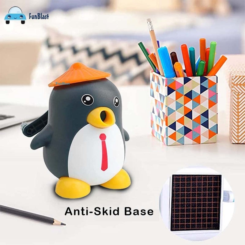 FunBlast FunBlast Sharpener for Kids - Penguin Shaped Pencil Sharpener, Table Sharpener Machine, Manual Sharpener for School, Office, Stationery Gift for Kids (Multicolor) - Image 4