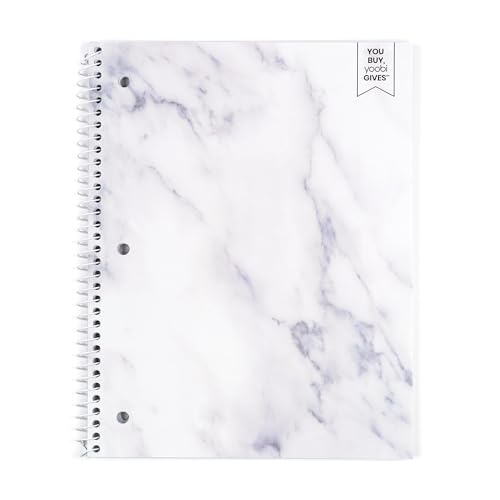 Yoobi College Ruled Spiral Notebook Set – 6-Pack of 1 Subject Notebooks, Pink, Gray & Marble Designs for Kids & Tweens – 150 Perforated 3-Hole Punched Sheets Each – 10.5” x 8” - Image 5