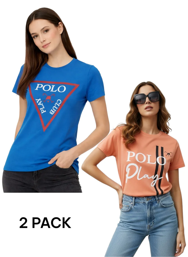 بولو بلاي  Multipack Graphic Print T-Shirt for WOMEN