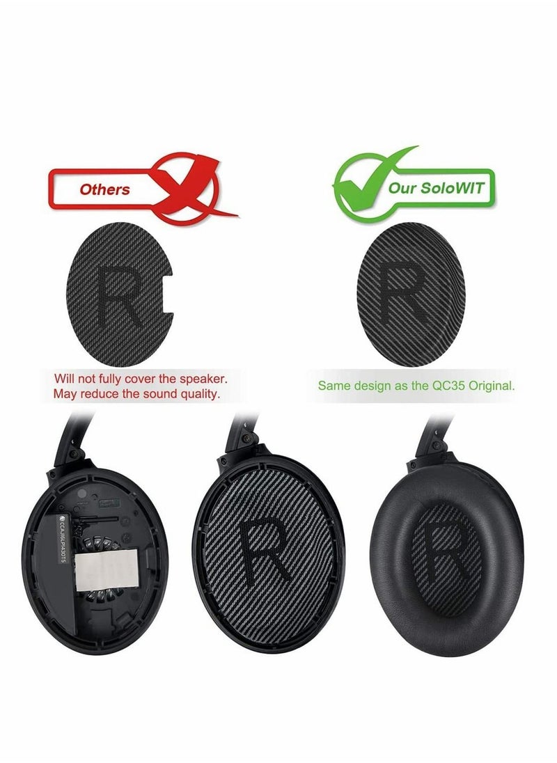 Y&D Cushions Bose Replacement Ear Pads Kit, for Quiet Comfort 35 Cushion Kit Compatible QC 35/35 II Headphones Made of Protein Leather Memory Foam (Black)  - Image 3