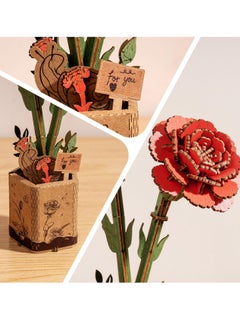 Robotime Rowood DIY Wooden Flower red carnation 3D Wooden Puzzle TW052 Decorative DIY Crafts/Birthday Gifts/Home Decor For Girls&Boys Teens&Adults  - Image 4