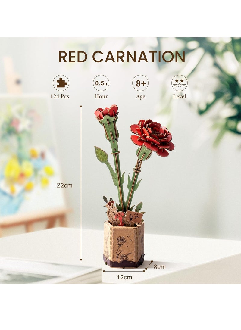 Robotime Rowood DIY Wooden Flower red carnation 3D Wooden Puzzle TW052 Decorative DIY Crafts/Birthday Gifts/Home Decor For Girls&Boys Teens&Adults  - Image 3
