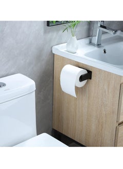 Captaintech Adhesive Toilet Paper Holder - No Drilling Black Toilet Roll Holder for Bathroom, SUS 304 Stainless Steel  - Image 5