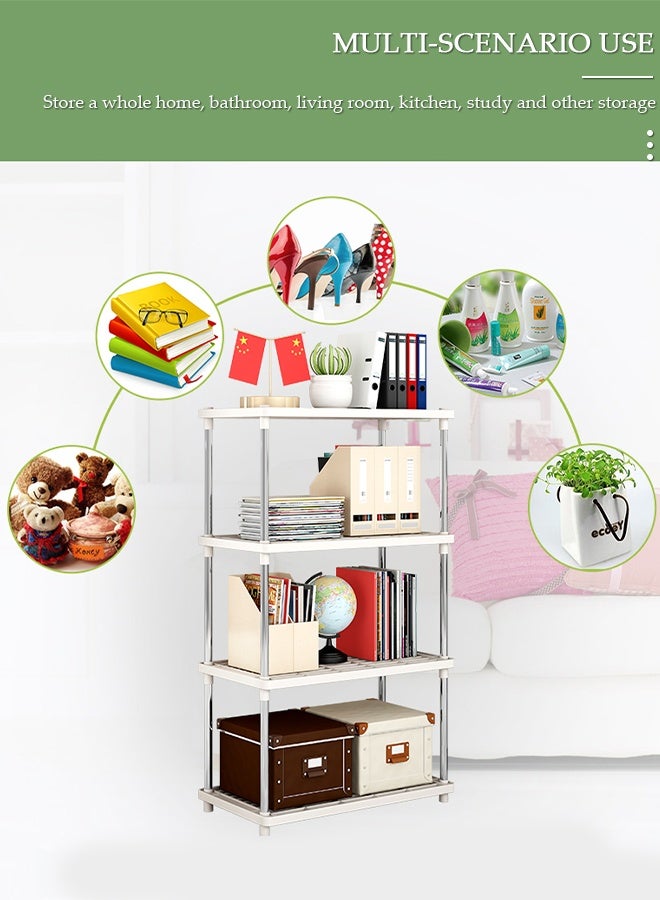 DUNISO رفوف تخزين بسيطة للمطبخ مكونة من 4 طبقات، وحدة رفوف متعددة الأغراض، رف تخزين على سطح الحمام، رف تخزين للمطبخ والحمام والجراج والبدروم وغرفة الغسيل - Image 4