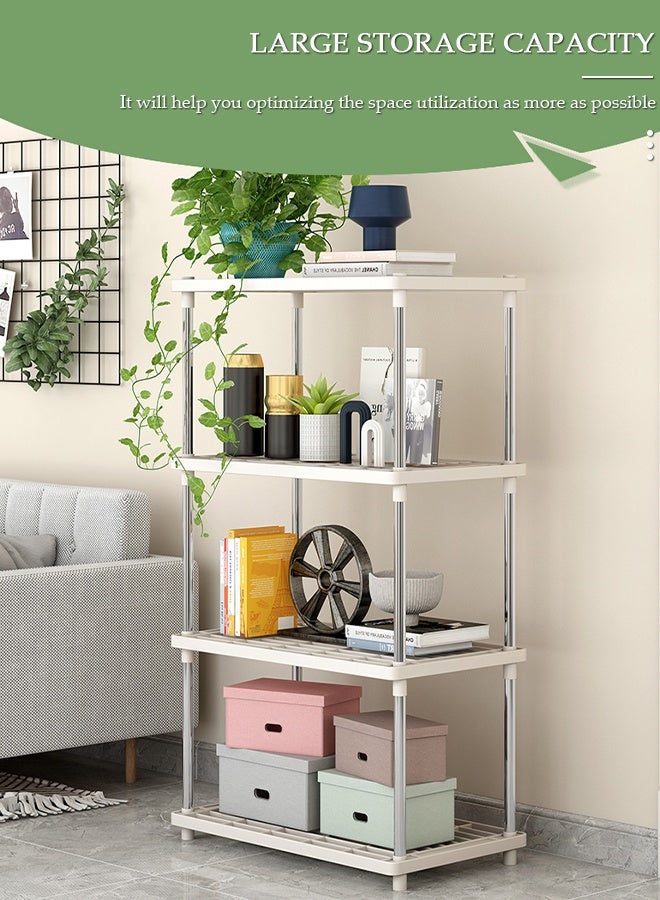 DUNISO رفوف تخزين بسيطة للمطبخ مكونة من 4 طبقات، وحدة رفوف متعددة الأغراض، رف تخزين على سطح الحمام، رف تخزين للمطبخ والحمام والجراج والبدروم وغرفة الغسيل - Image 3