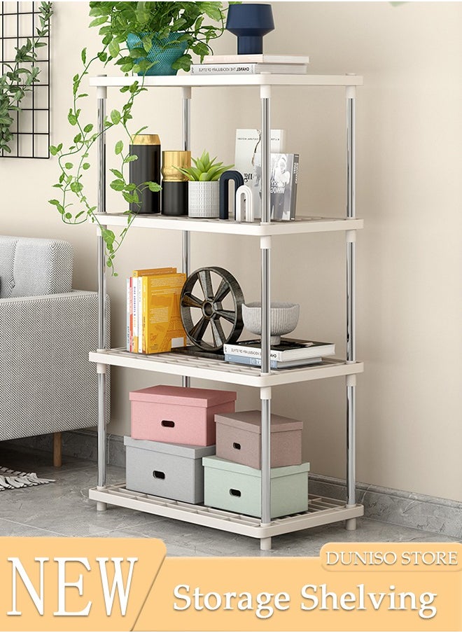 DUNISO 4 Tier Simple Kitchen Storage Shelving, Multipurpose Shelving Unit Bathroom Countertop Storage Shelf, Storage Rack for Kitchen, Bathroom, Garage, Basement, and Laundry  - Image 1