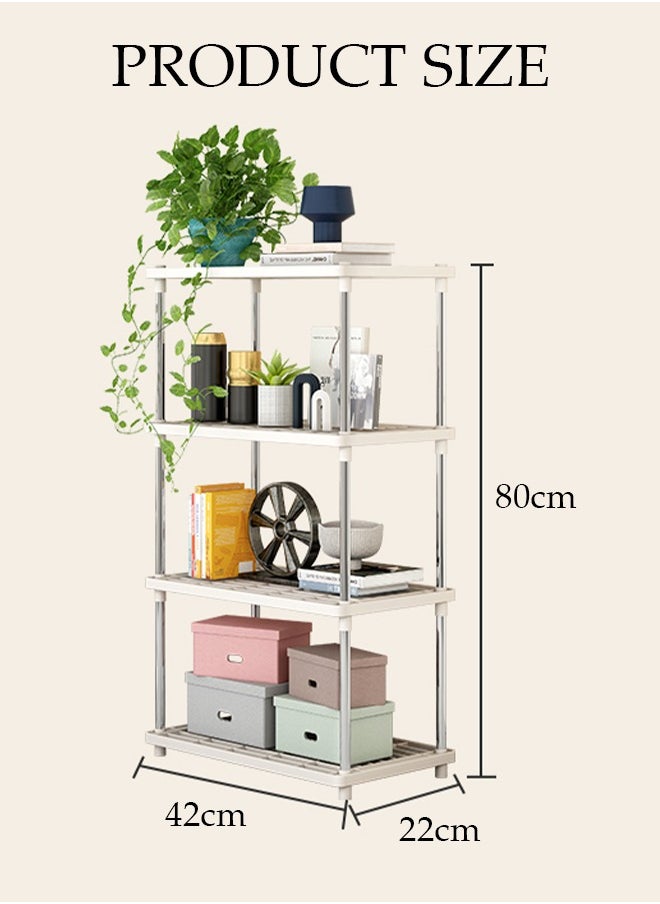 DUNISO 4 Tier Simple Kitchen Storage Shelving, Multipurpose Shelving Unit Bathroom Countertop Storage Shelf, Storage Rack for Kitchen, Bathroom, Garage, Basement, and Laundry  - Image 4