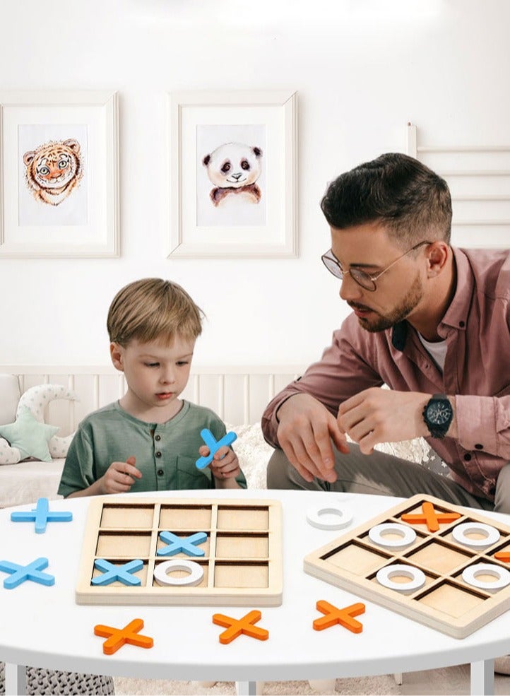 general Wooden Tic Tac Toe Game, XO Wooden Board Game, Two-Person Matching Board Game Set, Family Children's Educational Games - Image 4