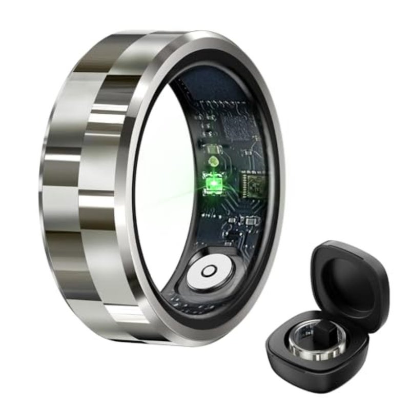 Fitness tracking ring for sports and daily use, made of waterproof IP68-rated material, black color with heart rate, blood oxygen, and sleep monitoring, remote photo and short video control - Image 1