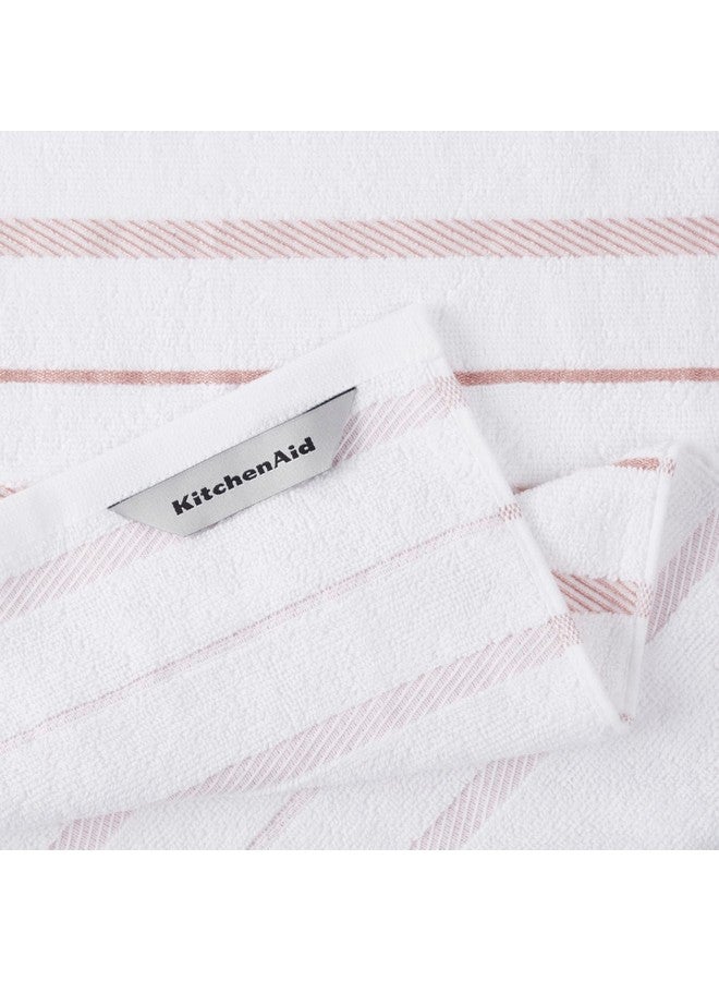 KitchenAid Albany Kitchen Towel 4-Pack Set, Dried Rose/White, 16"x26" - Image 4
