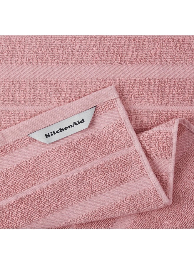 KitchenAid Albany Kitchen Towel 4-Pack Set, Dried Rose/White, 16"x26" - Image 3