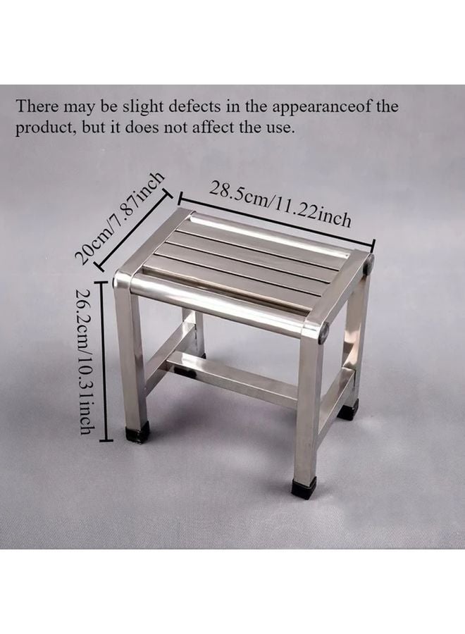 Heavy Duty Stainless Steel Bathroom Stool Non Slip Base Waterproof Silvery - Image 1