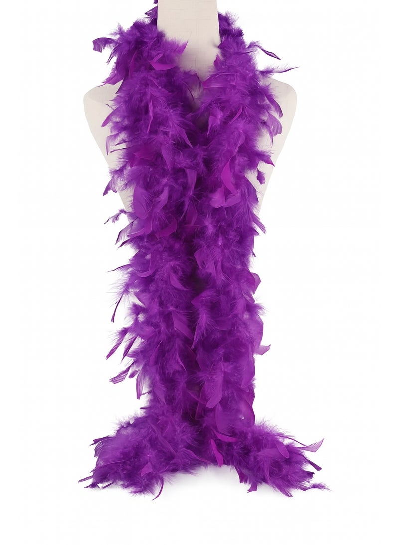 2-Meter Extra Fluffy Feather Boa - Vibrant Colors for Costumes, Parties, Dress-Up, & Crafts | Natural Feather Scarf for Adults & Kids-Purple