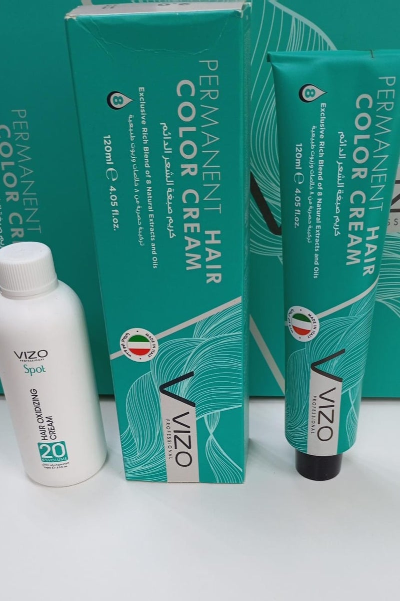 VIZO Permanent Hair Color Cream No.6.0 Natural Dark Blonde with 20 vol.100ml Oxidizing - Image 1