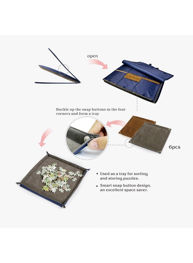 Lavievert لافييفرت 1500 قطعة لغز لوحة مع غطاء مبطن، حقيبة محمولة مع 6 صناديق فرز ولوحة قابلة للفصل، حافظة لغز موفرة للمساحة مع سطح غير قابل للانزلاق للبالغين والأطفال - Image 4