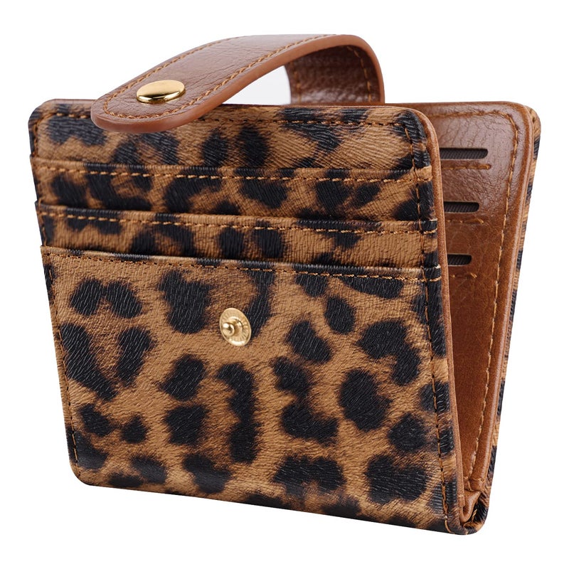 Simikol Small Wallets for Women Slim Minimalist for Bifold Credit Card Holder for Pocket or Purse, Leopard - Image 1