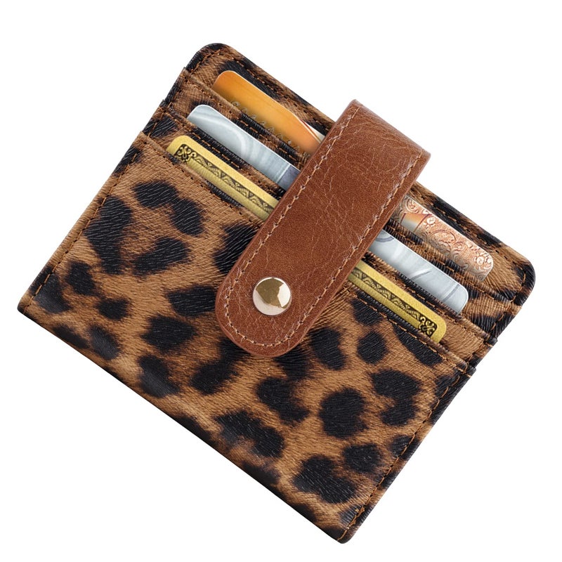 Simikol Small Wallets for Women Slim Minimalist for Bifold Credit Card Holder for Pocket or Purse, Leopard - Image 2