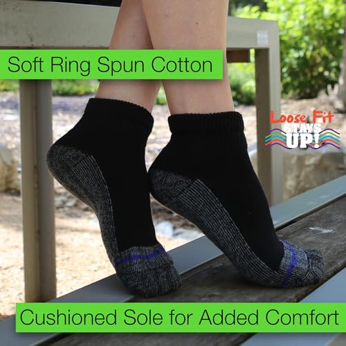 Loose Fit Stays Up Men's and Women's Casual Lower Cut Socks (Pack of 3) Made in USA, Cushioned Sole (US, Alpha, Medium, Regular, Regular, White) - Image 5