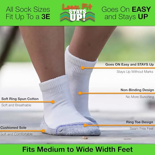Loose Fit Stays Up Men's and Women's Casual Lower Cut Socks (Pack of 3) Made in USA, Cushioned Sole (US, Alpha, Medium, Regular, Regular, White) - Image 3