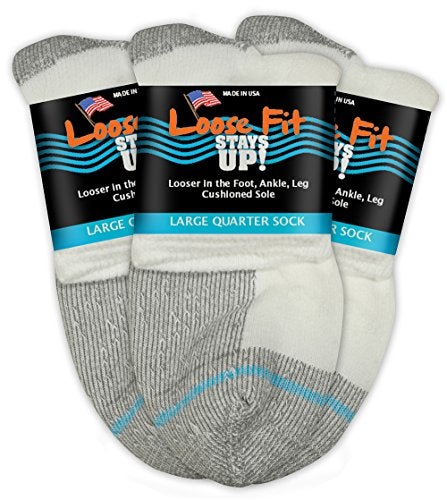 Loose Fit Stays Up Men's and Women's Casual Lower Cut Socks (Pack of 3) Made in USA, Cushioned Sole (US, Alpha, Medium, Regular, Regular, White) - Image 1