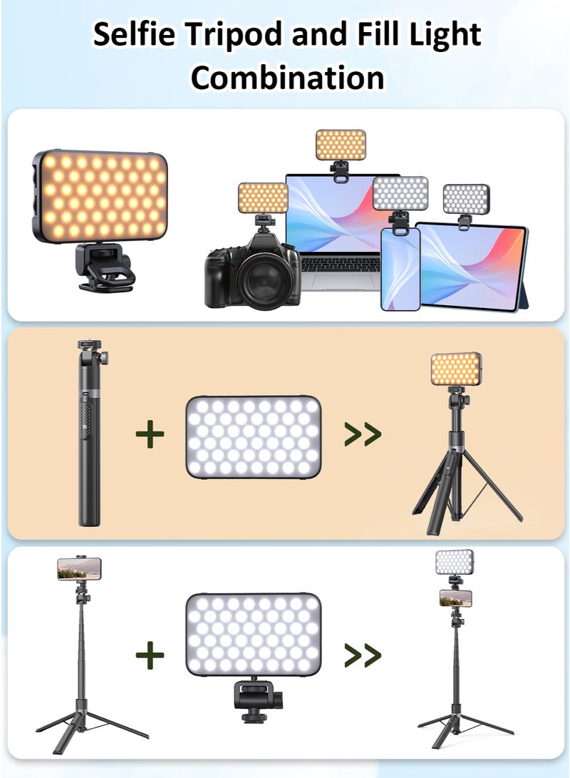 TONEOF 173cm Selfie Stick Tripod Vlogging Kit with 96LED Phone Light, All in 1 Aluminum Extendable Phone Tripod with Wireless Remote, Portable Phone Stand for iPhone/Android/Camera-Black - Image 2