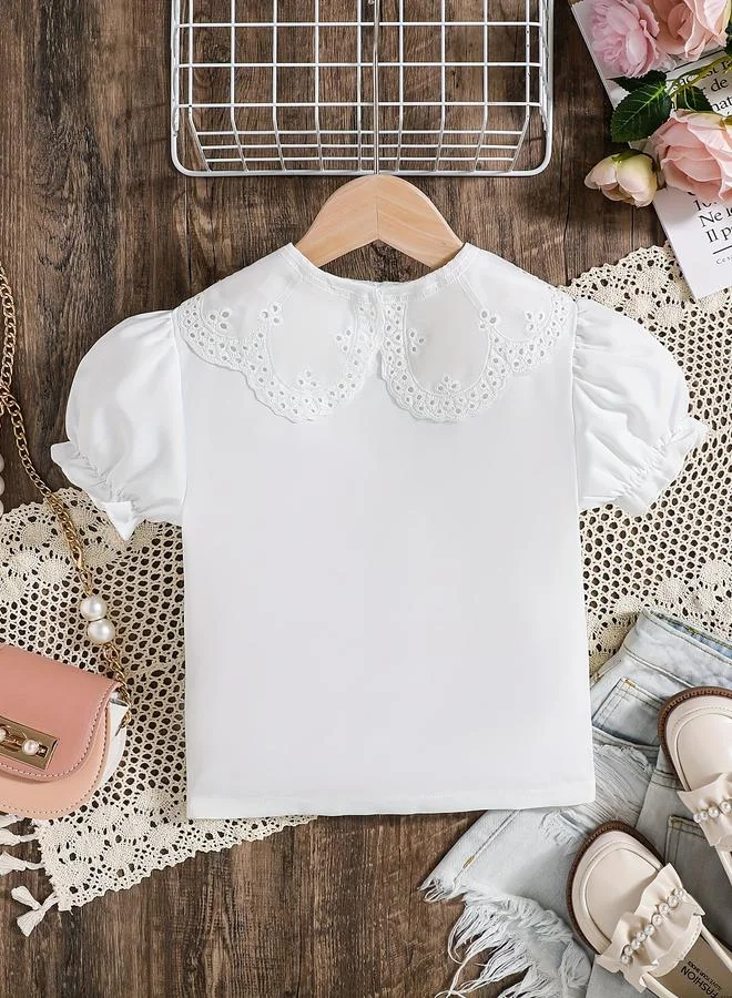 تايك تو Take Two Broderie Peter Pan Collar Shirt
