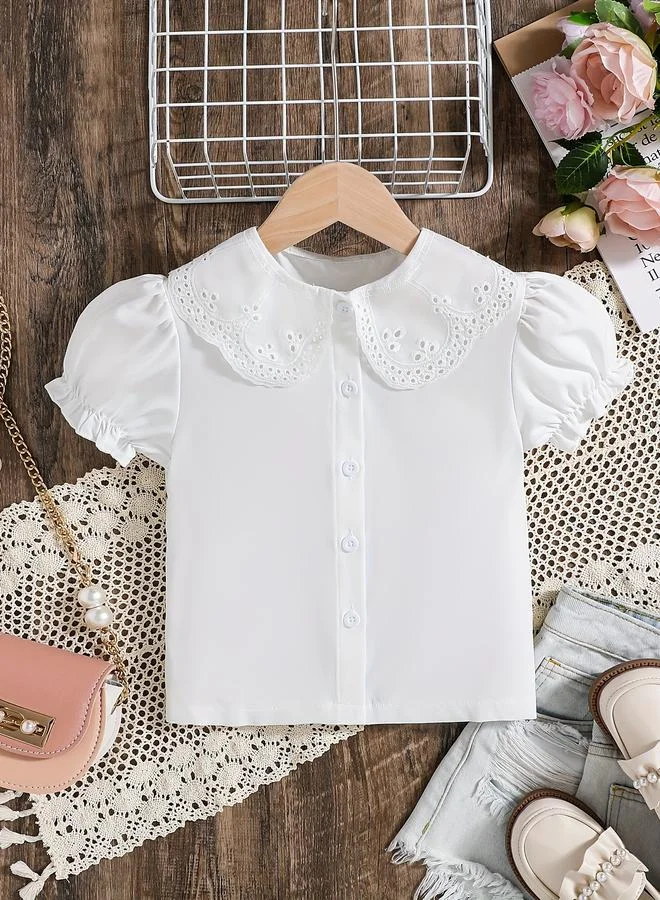 تايك تو Take Two Broderie Peter Pan Collar Shirt