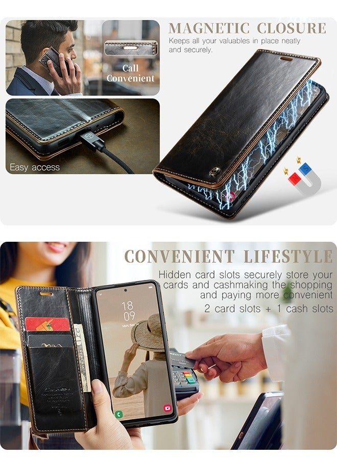 GROIC Case for Samsung Galaxy S23 Plus 6.6" Wallet Case, Magnetic PU Leather Flip Folio Case with Card Holders, Kickstand Function Shockproof TPU Inner Shell for Samsung Galaxy S23 Plus 6.6" - Image 3