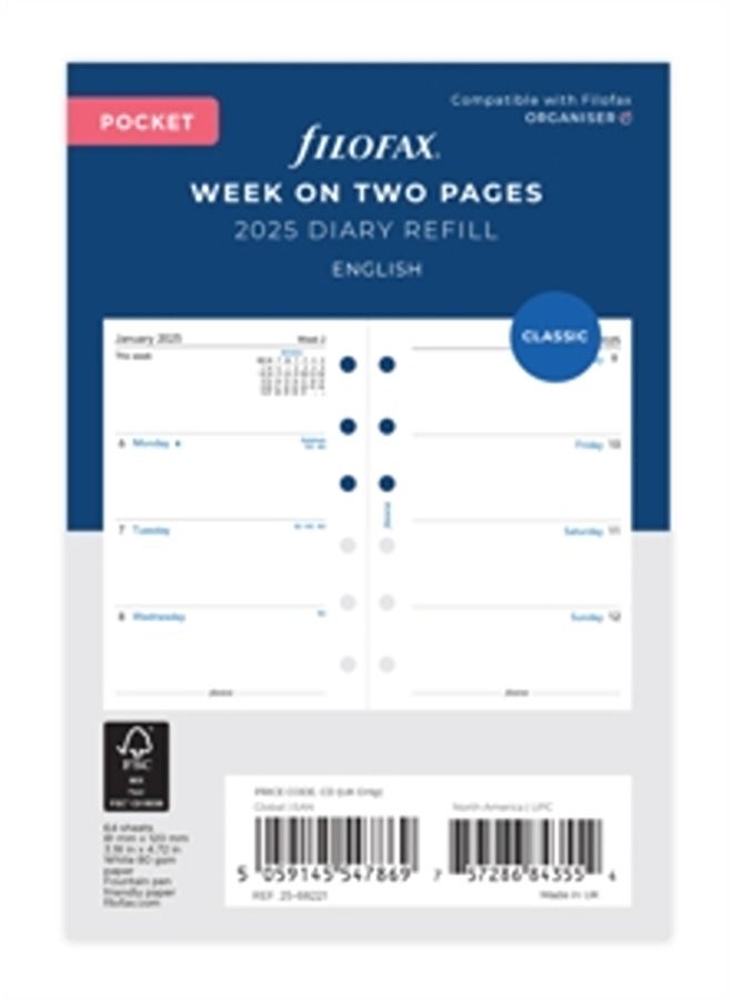 Filofax Pocket Week on Two Pages Diary English 2025