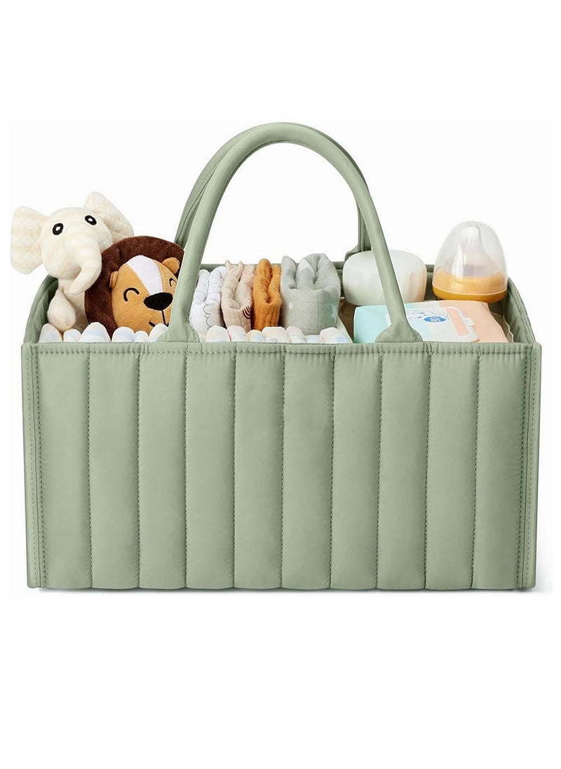 Gonice Baby Diaper Caddy Organizer, Baby Storage Basket for Diapers and Baby Wipes,Versatile Storage Basket Perfect for Baby Showers,Nursery Diaper Organizer for Newborn Boy and Girl (Green)  - Image 1