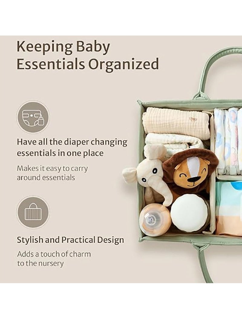 Gonice Baby Diaper Caddy Organizer, Baby Storage Basket for Diapers and Baby Wipes,Versatile Storage Basket Perfect for Baby Showers,Nursery Diaper Organizer for Newborn Boy and Girl (Green)  - Image 2