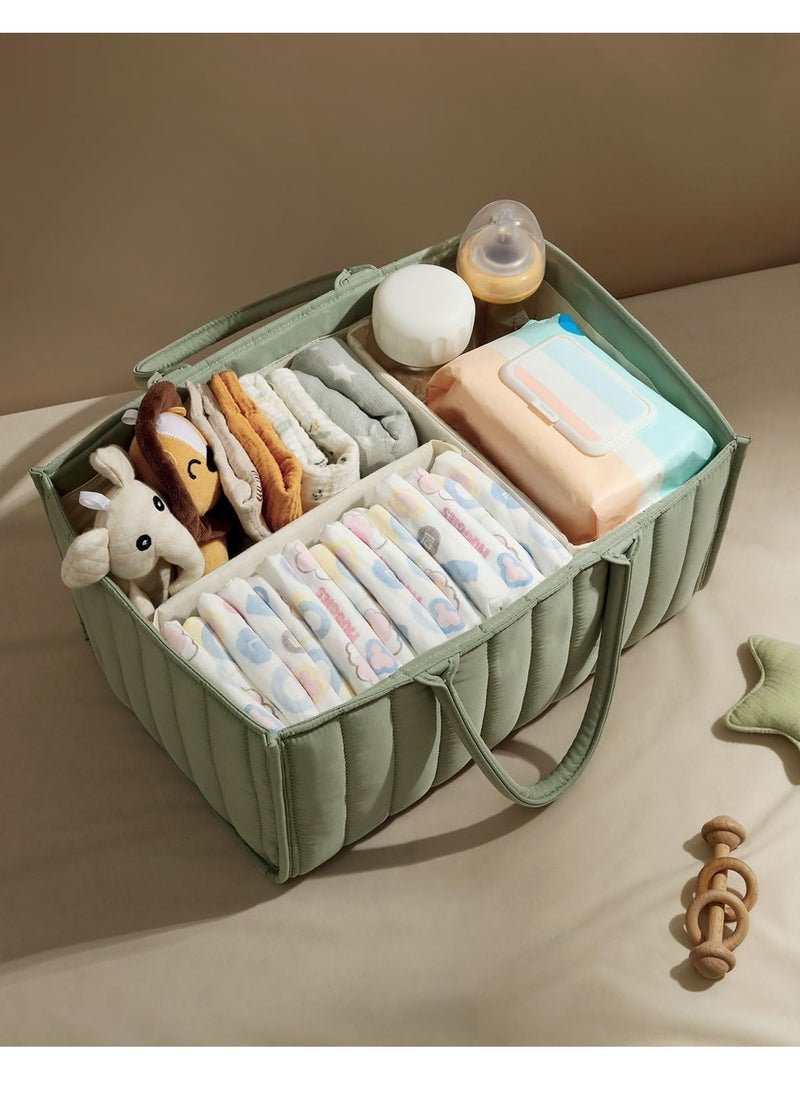 Gonice Baby Diaper Caddy Organizer, Baby Storage Basket for Diapers and Baby Wipes,Versatile Storage Basket Perfect for Baby Showers,Nursery Diaper Organizer for Newborn Boy and Girl (Green)  - Image 3