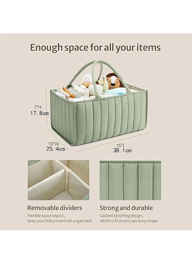 Gonice Baby Diaper Caddy Organizer, Baby Storage Basket for Diapers and Baby Wipes,Versatile Storage Basket Perfect for Baby Showers,Nursery Diaper Organizer for Newborn Boy and Girl (Green)  - Image 4