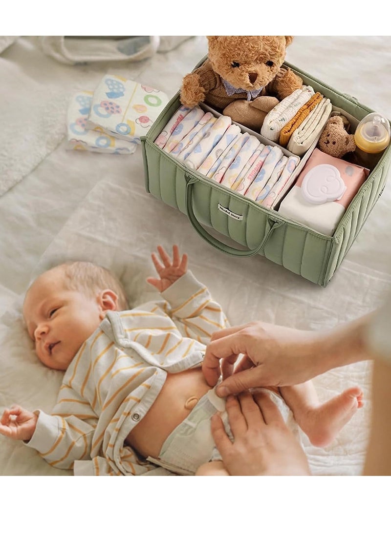 Gonice Baby Diaper Caddy Organizer, Baby Storage Basket for Diapers and Baby Wipes,Versatile Storage Basket Perfect for Baby Showers,Nursery Diaper Organizer for Newborn Boy and Girl (Green)  - Image 5
