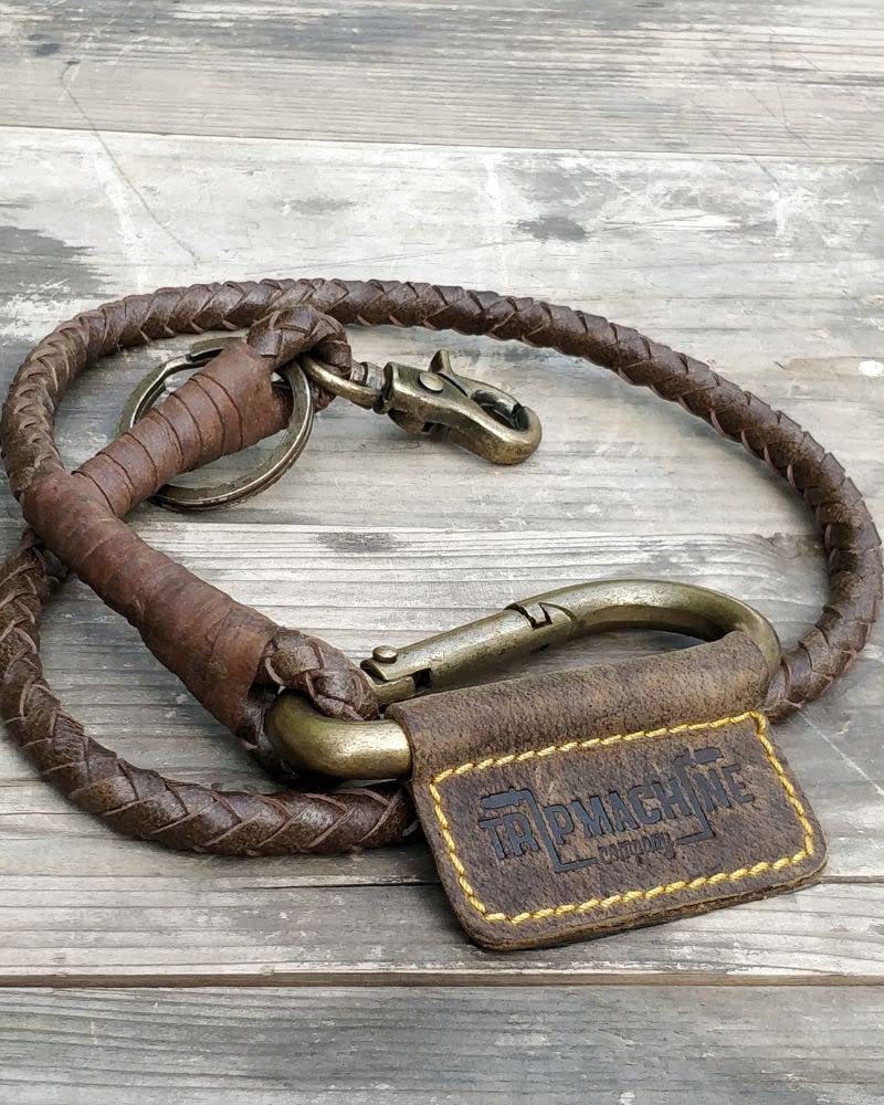 Trip Machine Company Leather BRAIDED KEY CHAIN TOBACCO BROWN - Image 2