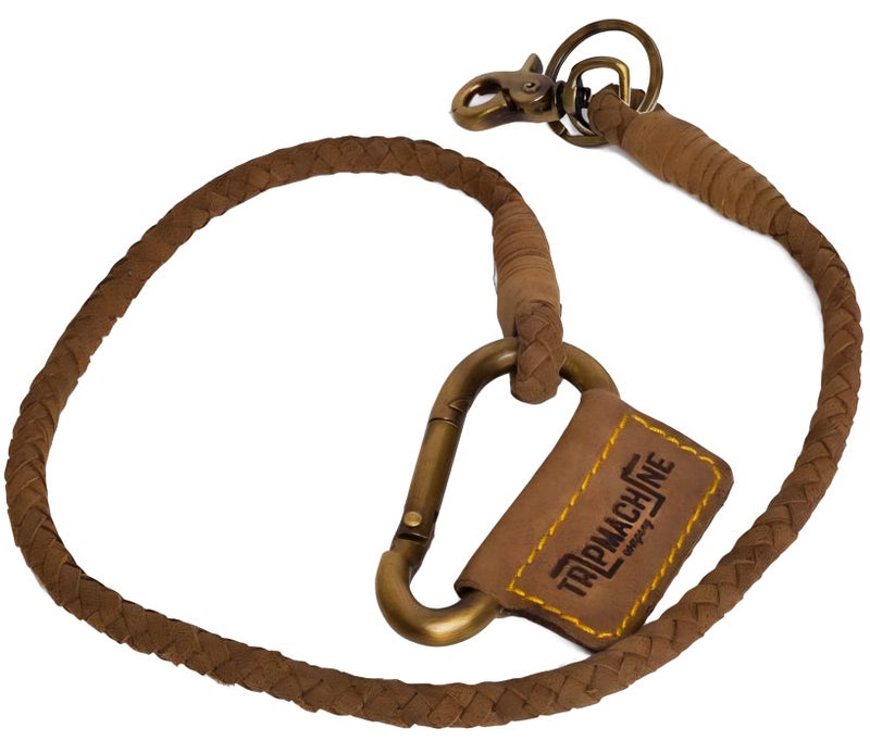 Trip Machine Company Leather BRAIDED KEY CHAIN TOBACCO BROWN - Image 1