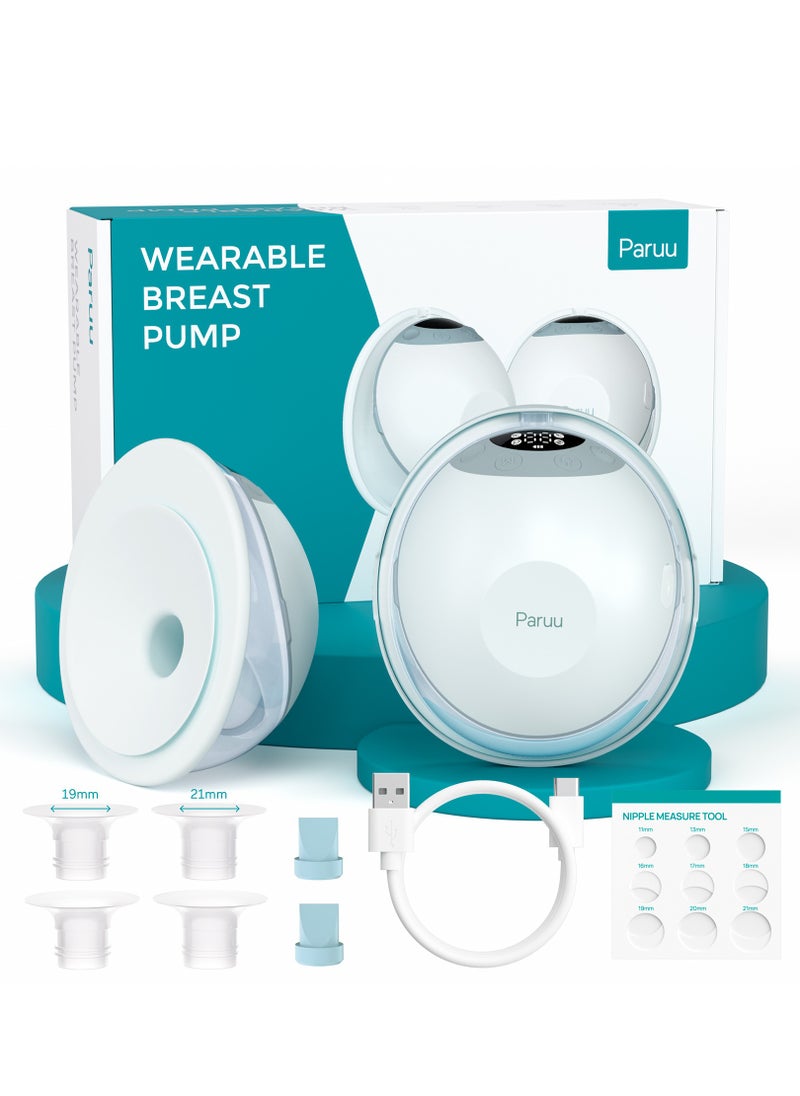 Paruu Paruu P20 Wearable Breast Pump Hands Free，4 Modes & 12 Levels Suction with Soft Double-Sealed Flange, Electric & Portable Pump Accessories, LED Display  - Image 1