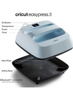 Cricut Easy Press 3 22.5Cmx22.5Cm (9"x9") Heat Plate  Heats Up To 205°C (400°F)  Bluetooth-Enabled Heat Press For Iron On Vinyl (Htv) Infusible Ink And Sublimation  - Image 2
