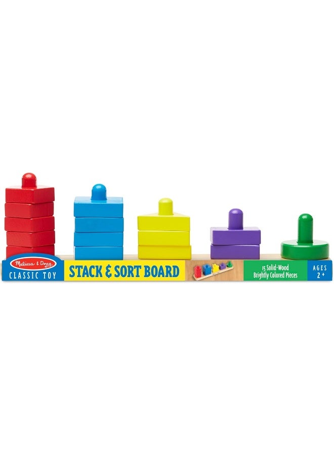 Melissa & Doug Melissa & Doug Stack and Sort Board Wooden Educational Toy With 15 Solid Wood Pieces  - Image 4