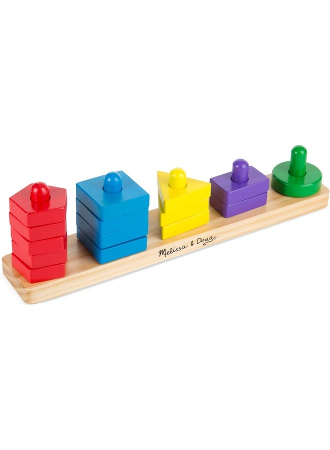Melissa & Doug Melissa & Doug Stack and Sort Board Wooden Educational Toy With 15 Solid Wood Pieces  - Image 1