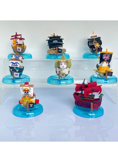 8 Pieces One Piece Anime Models Sunny Going Merry Blackbeard Ships Car Decorations Figure Collectibles