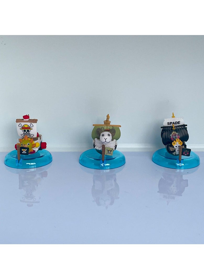 General - 8 Pieces One Piece Anime Models Sunny Going Merry Blackbeard Ships Car Decorations Figure Collectibles - Image 1