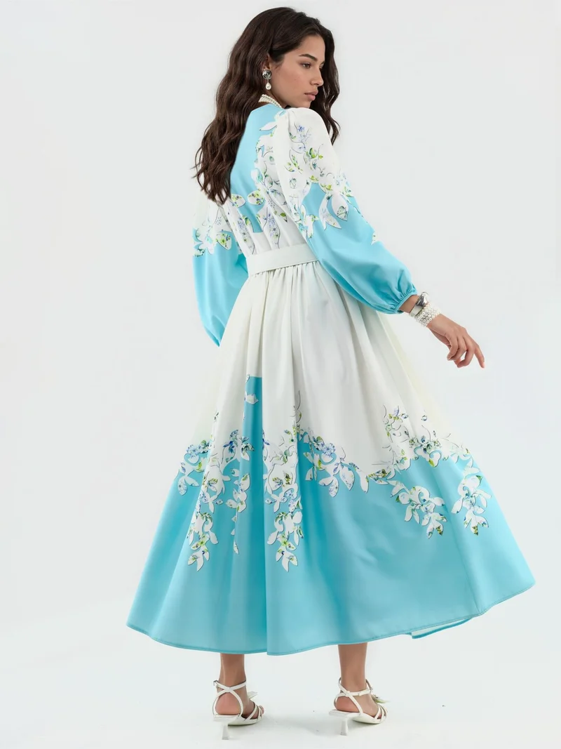 Jennyfer Floral Maxi Dress with V-Neck and Button Detail