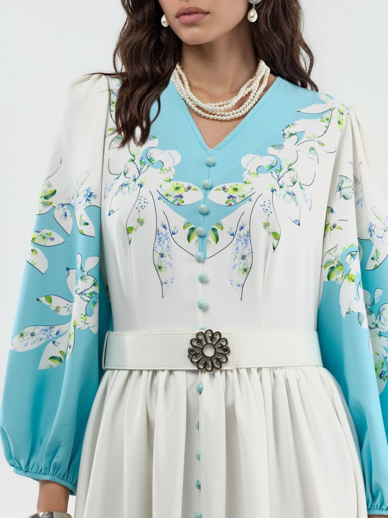 Jennyfer Floral Maxi Dress with V-Neck and Button Detail - Image 5