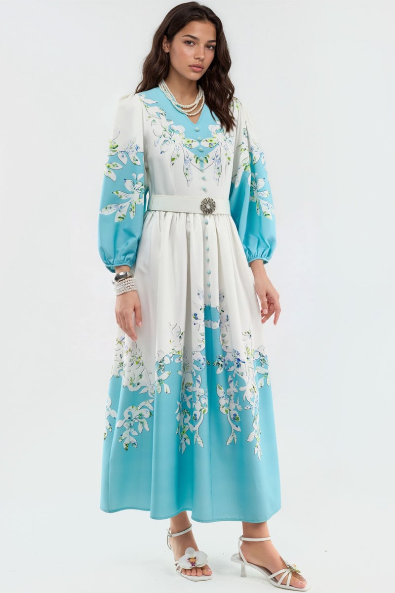 Jennyfer Floral Maxi Dress with V-Neck and Button Detail - Image 4